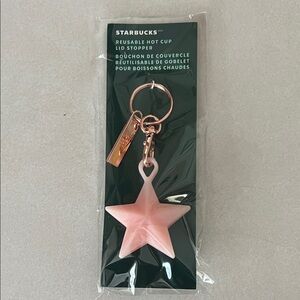 Starbucks Pink Star Lid Stopper Keychain